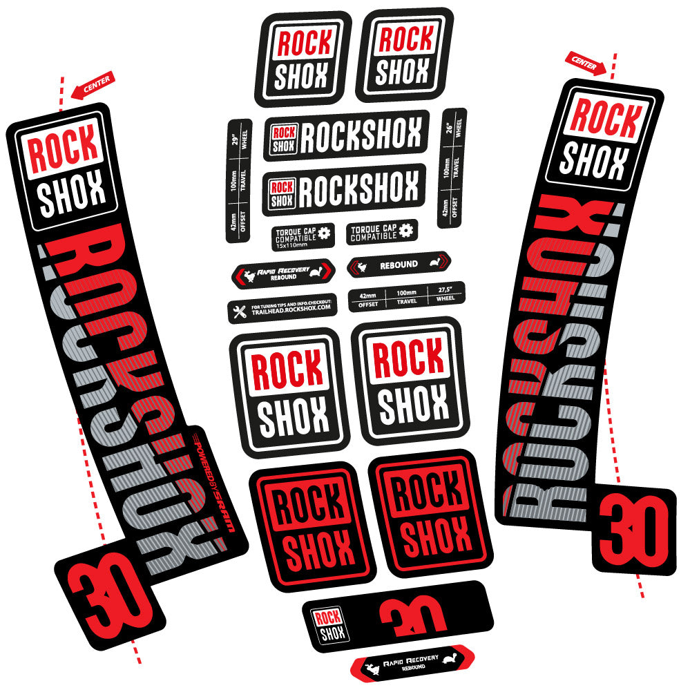 Stickers Rock Shox TK30 2018 compatibles Autocollants fourche VTT 29"