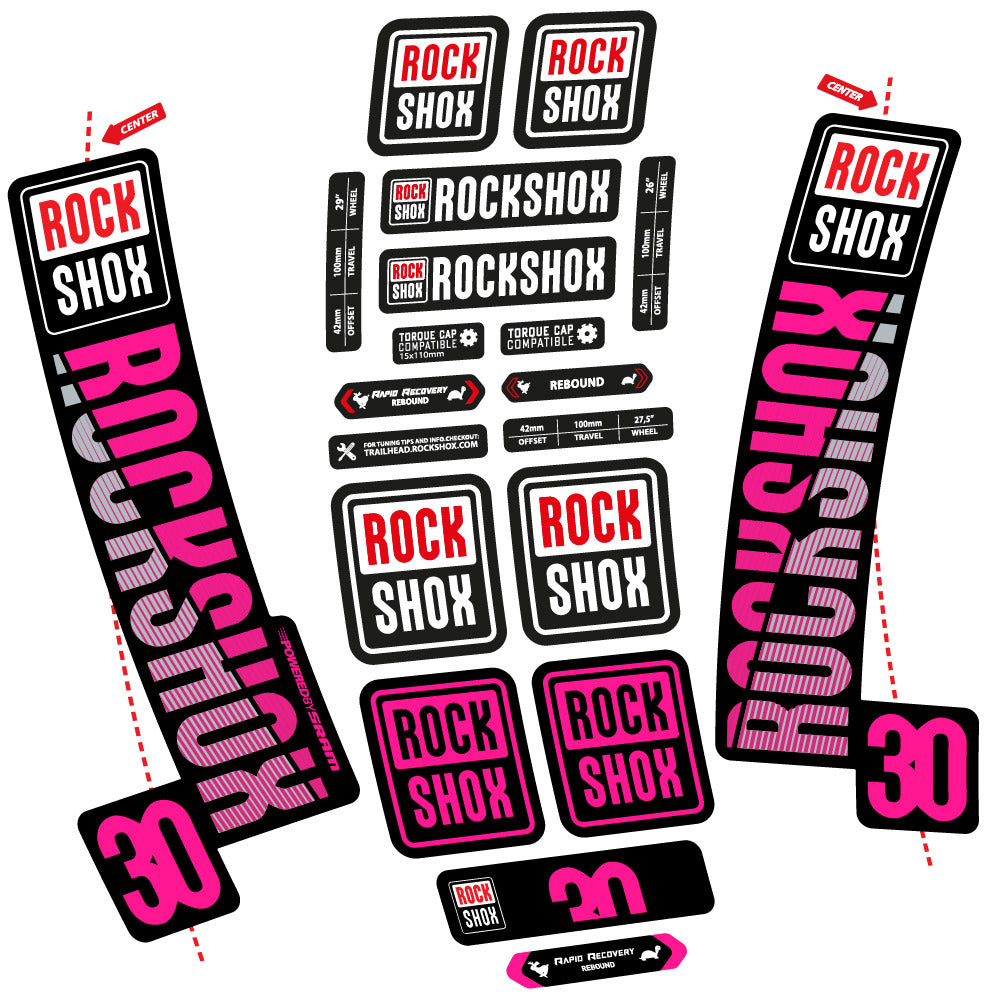 Stickers Rock Shox TK30 2018 compatibles - Autocollants fourche VTT