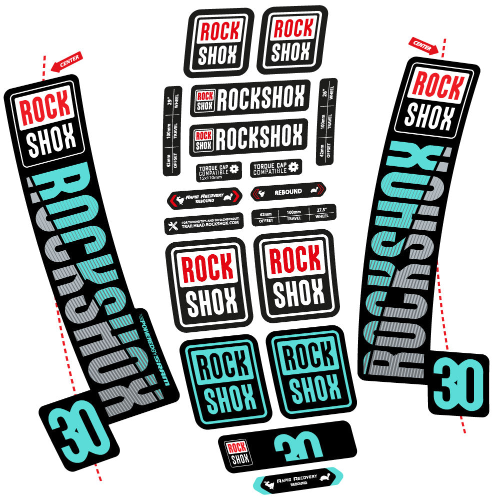 Stickers Rock Shox TK30 2018 compatibles Autocollants fourche VTT 29"