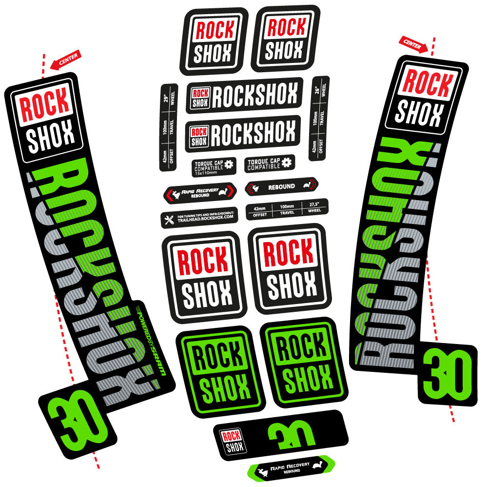 Stickers Rock Shox TK30 2018 compatibles - Autocollants fourche VTT