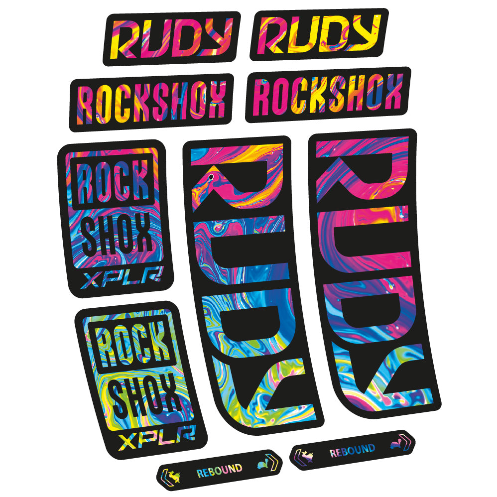 Stickers Rock Shox Rudy 2023 compatibles Autocollants fourche VTT