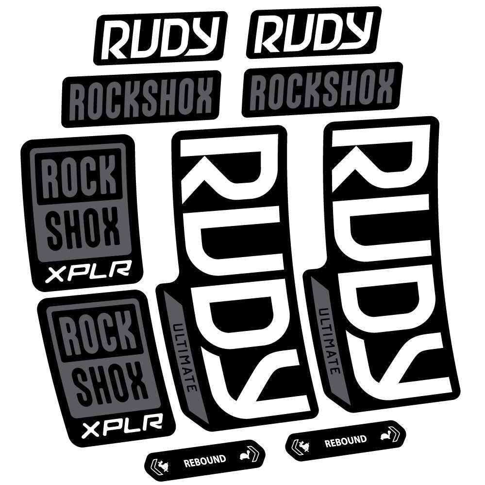 Stickers RockShox Rudy Ultimate compatibles - Autocollants fourche VTT