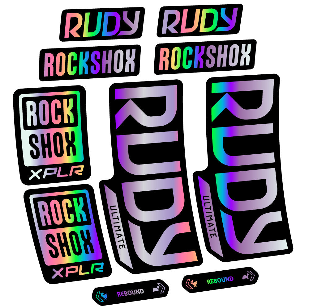 Stickers Rock Shox Rudy Ultimate compatibles Autocollants fourche VTT 29"