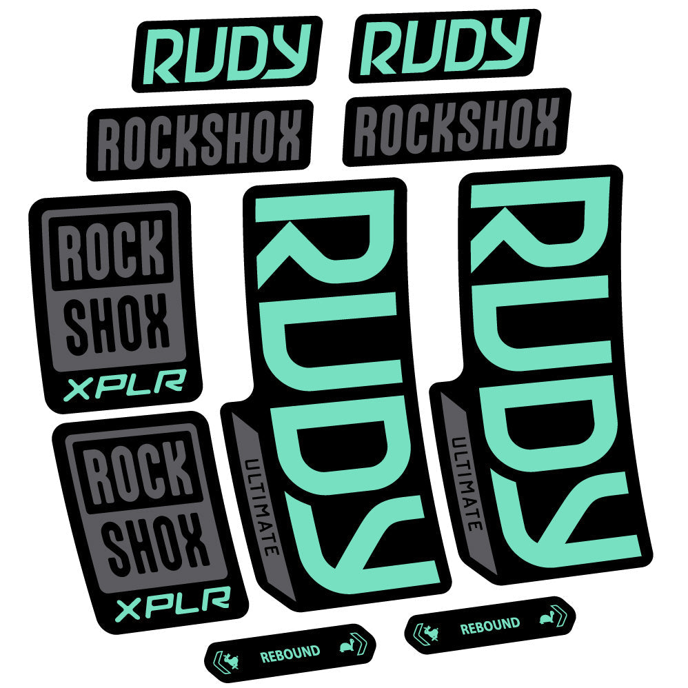 Stickers RockShox Rudy Ultimate compatibles - Autocollants fourche VTT