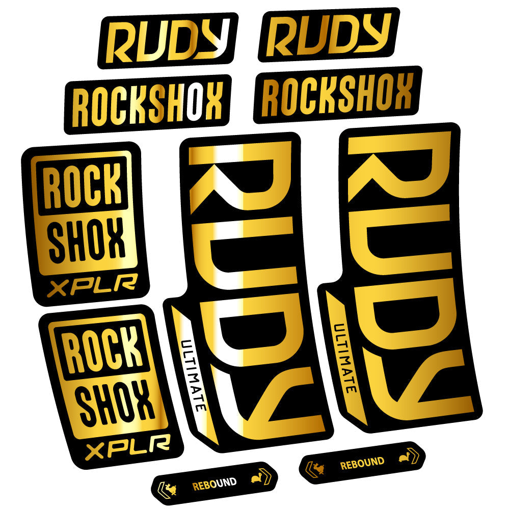 Stickers RockShox Rudy Ultimate compatibles - Autocollants fourche VTT