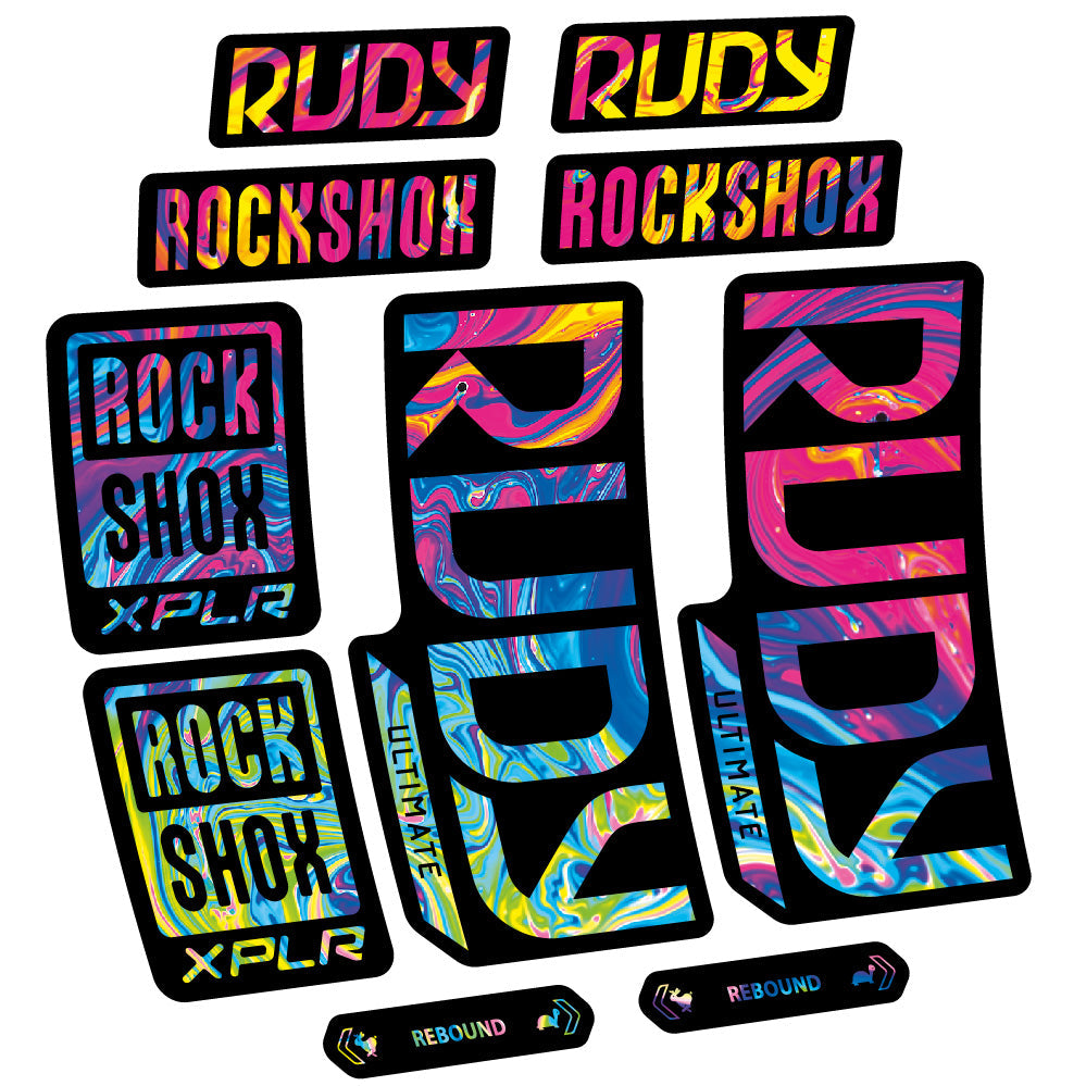 Stickers Rock Shox Rudy Ultimate compatibles Autocollants fourche VTT 29"