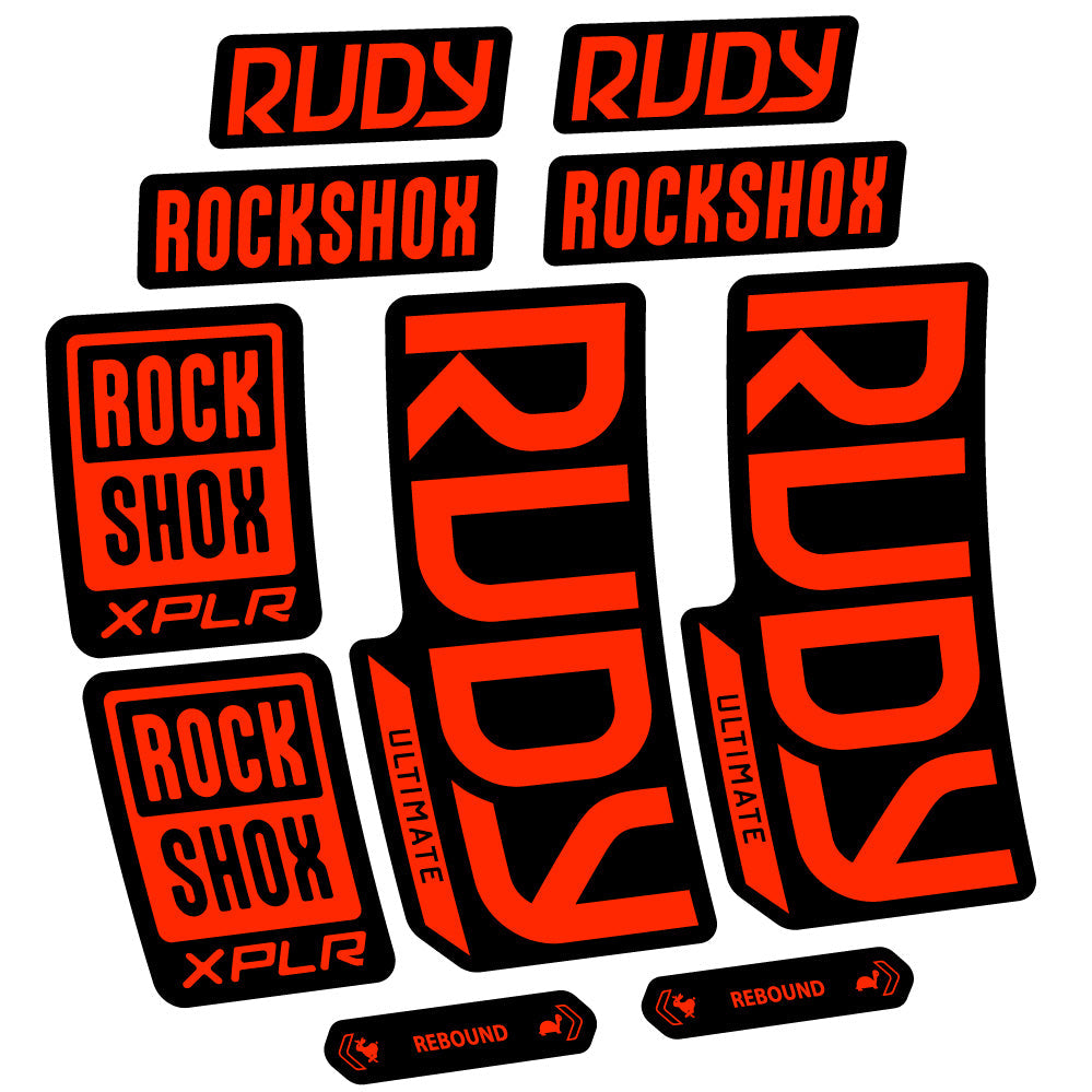 Stickers RockShox Rudy Ultimate compatibles - Autocollants fourche VTT