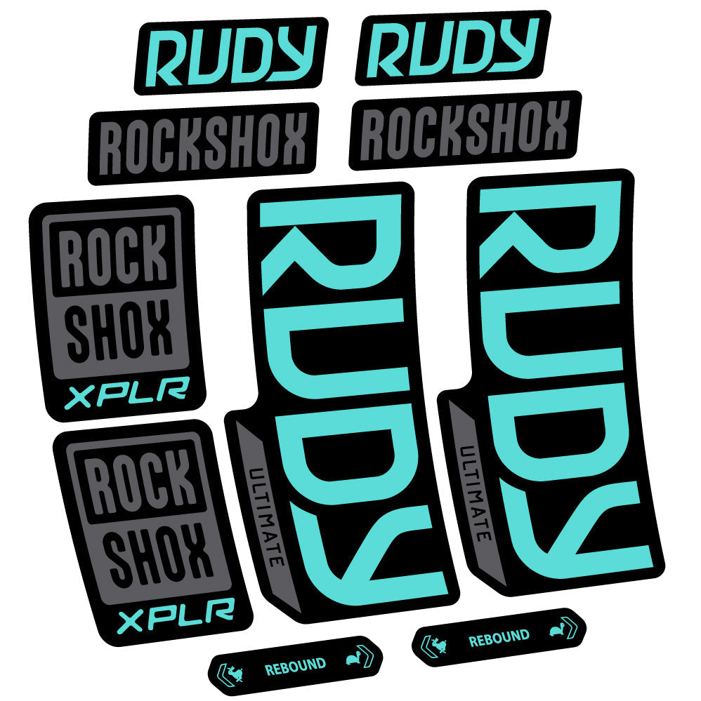 Stickers RockShox Rudy Ultimate compatibles - Autocollants fourche VTT