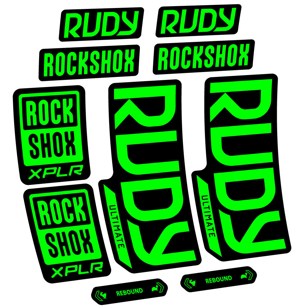 Stickers RockShox Rudy Ultimate compatibles - Autocollants fourche VTT