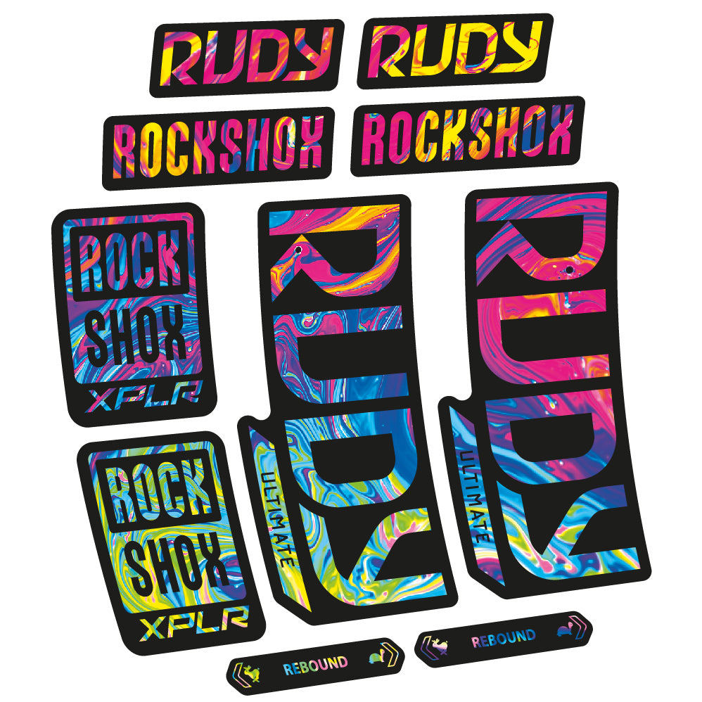 Stickers Rock Shox Rudy Ultimate 2023 compatibles Autocollants fourche VTT