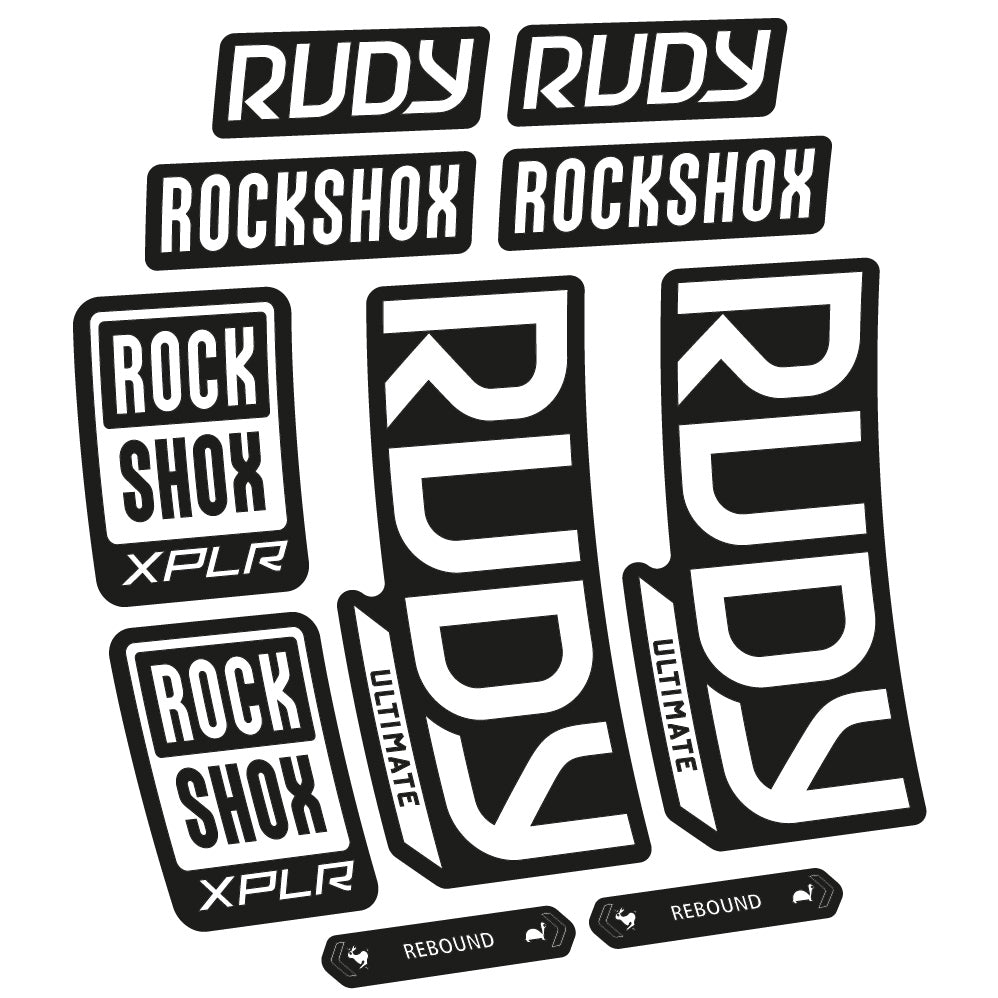 Stickers Rock Shox Rudy Ultimate 2023 compatibles Autocollants fourche VTT
