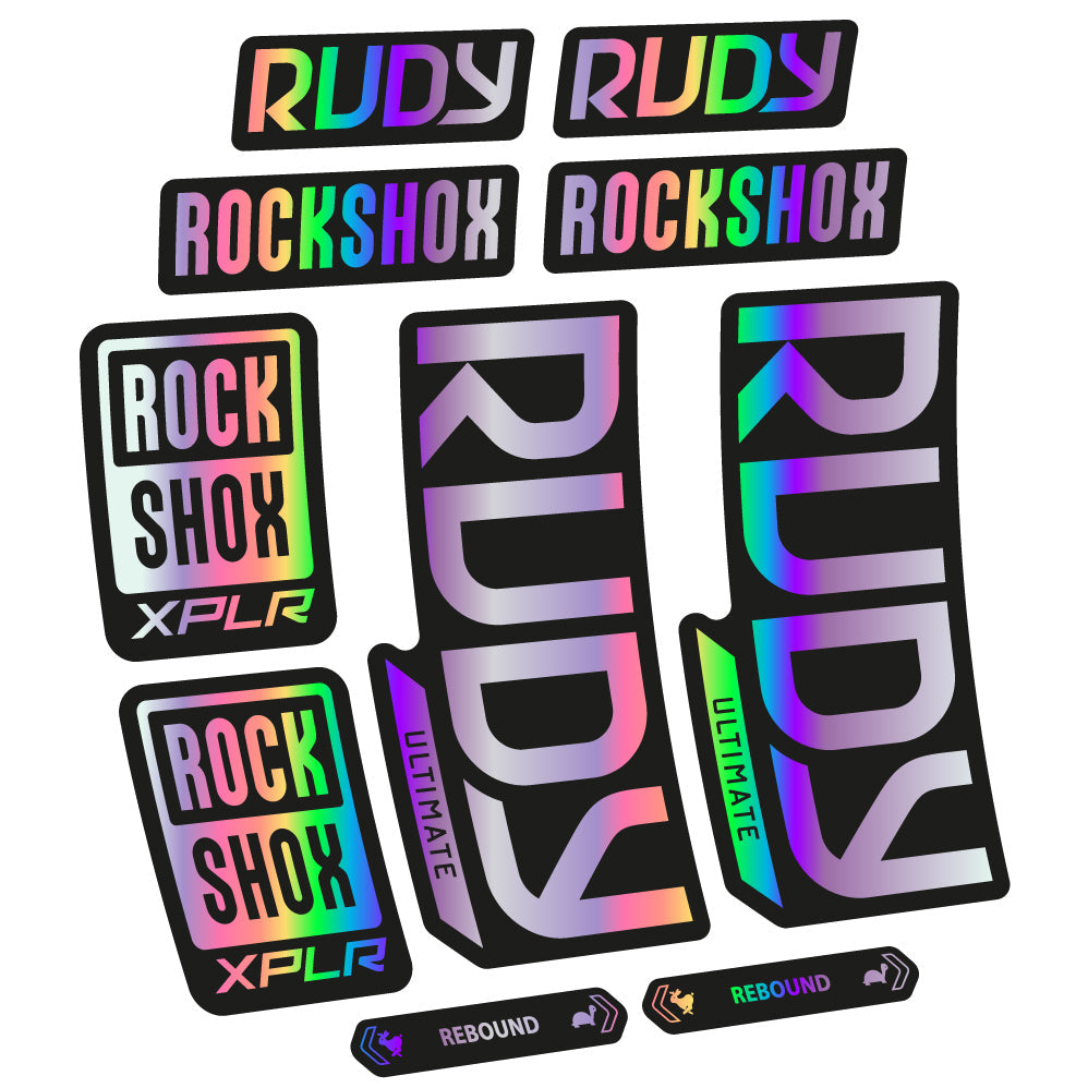 Stickers Rock Shox Rudy Ultimate 2023 compatibles Autocollants fourche VTT