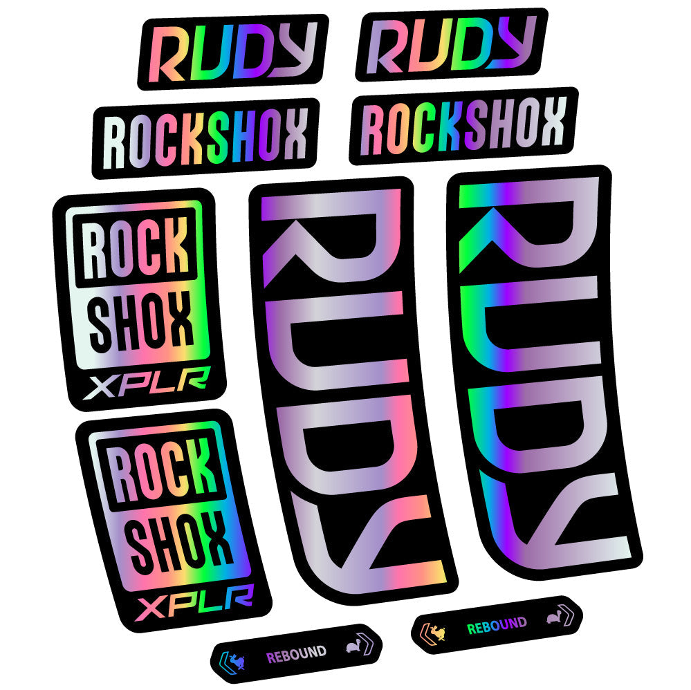 Stickers RockShox Rudy 2023-2024 compatibles - Autocollants fourche VTT