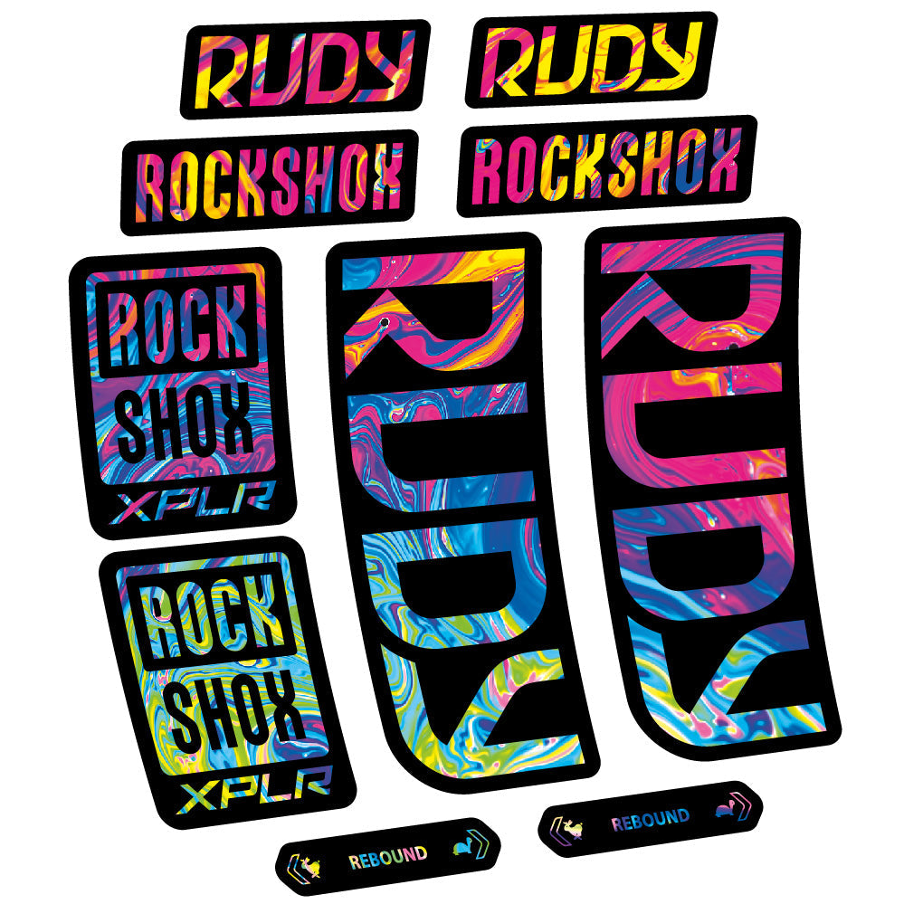 Stickers RockShox Rudy 2023-2024 compatibles - Autocollants fourche VTT