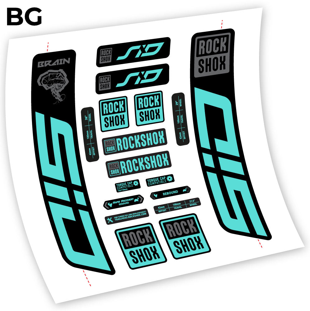 Stickers Rock Shox Sid Brain 20212024 compatibles Autocollants fourche VTT