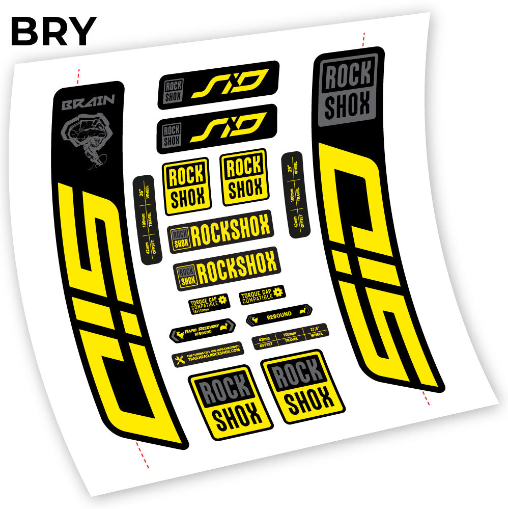 Stickers Rock Shox Sid Brain 20212024 compatibles Autocollants fourche VTT