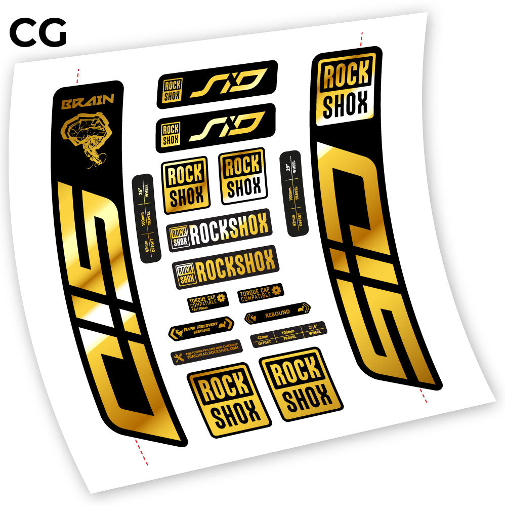 Stickers Rock Shox Sid Brain 20212024 compatibles Autocollants fourche VTT