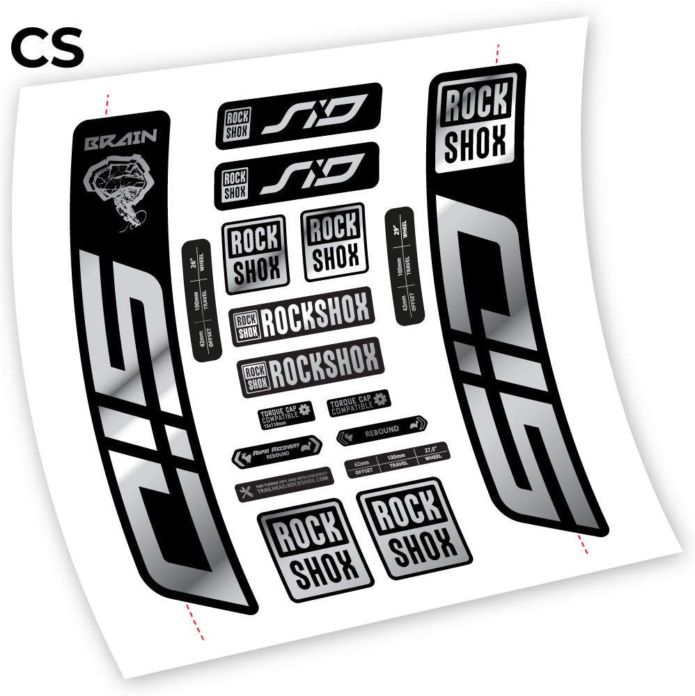 Stickers Rock Shox Sid Brain 20212024 compatibles Autocollants fourche VTT