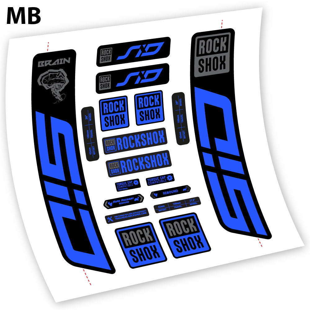 Stickers Rock Shox Sid Brain 20212024 compatibles Autocollants fourche VTT