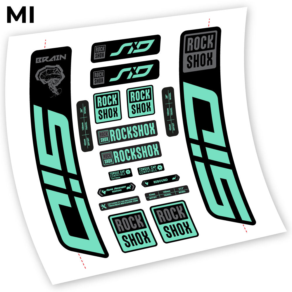 Stickers Rock Shox Sid Brain 20212024 compatibles Autocollants fourche VTT