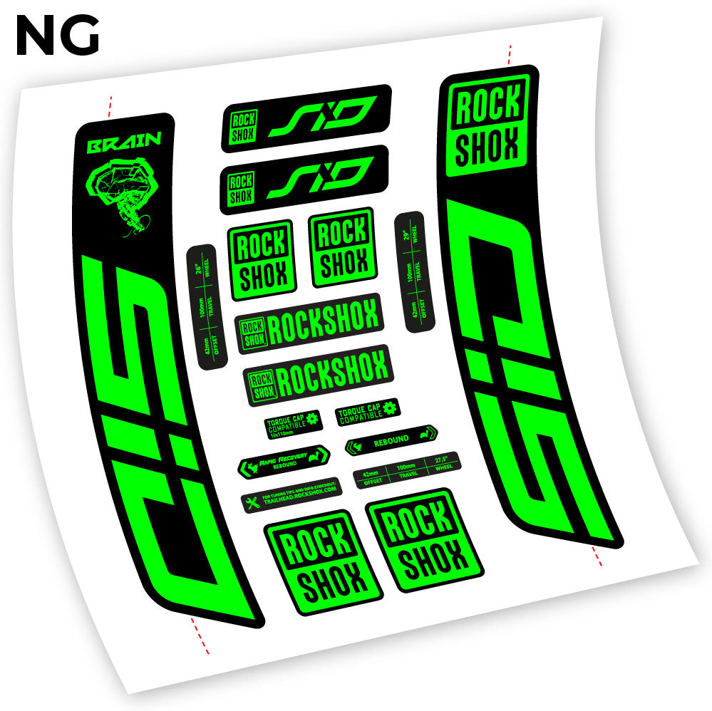 Stickers Rock Shox Sid Brain 20212024 compatibles Autocollants fourche VTT
