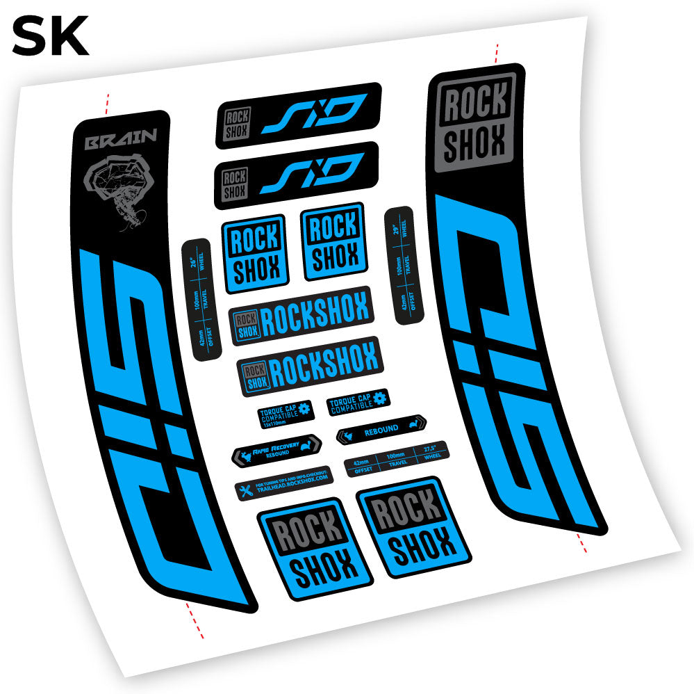 Stickers Rock Shox Sid Brain 20212024 compatibles Autocollants fourche VTT