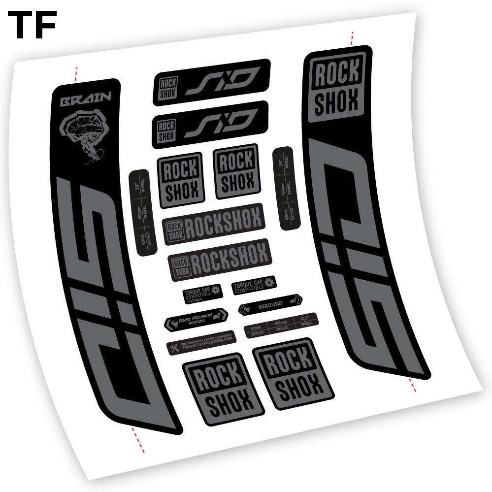 Stickers Rock Shox Sid Brain 20212024 compatibles Autocollants fourche VTT
