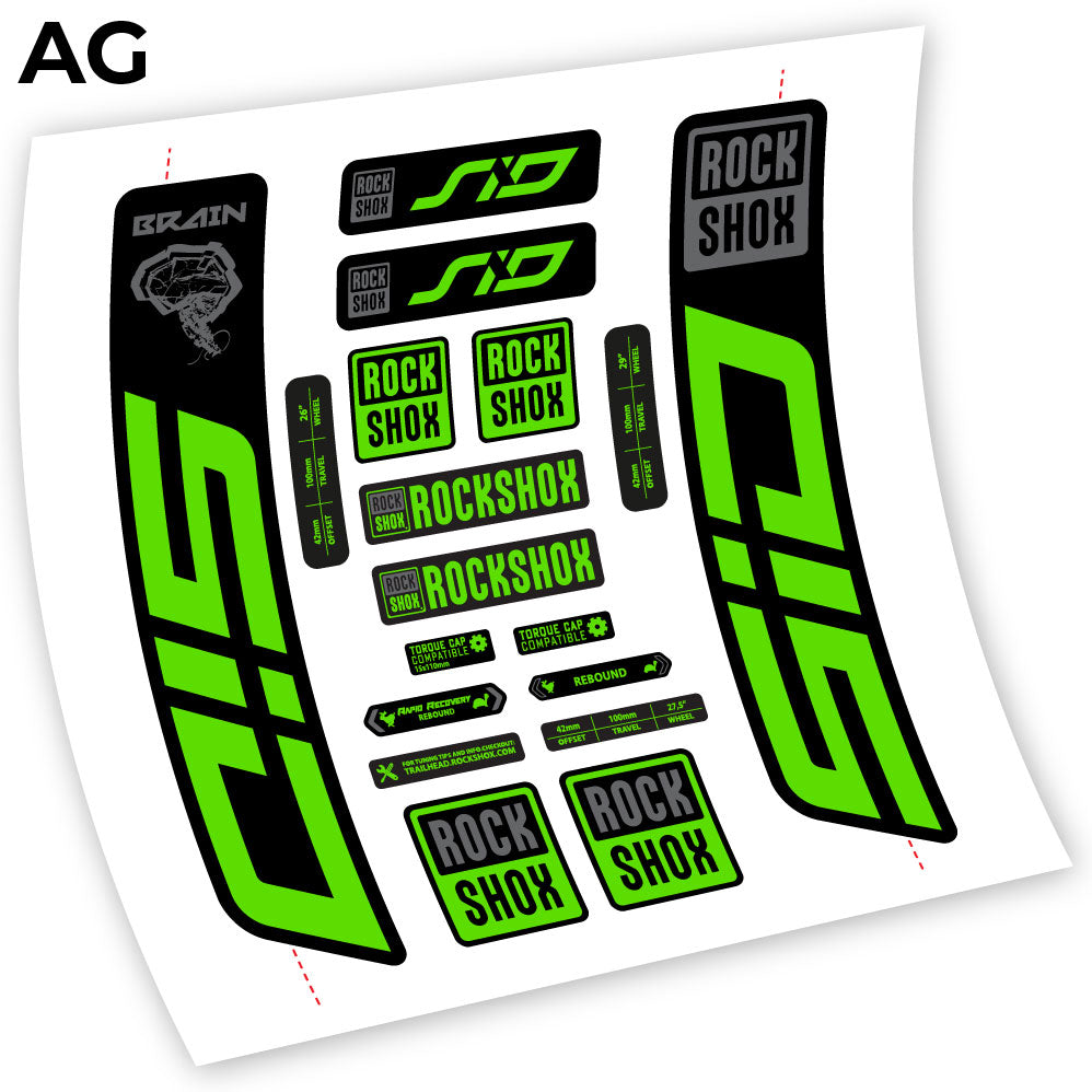 Stickers Rock Shox Sid Brain 20212024 compatibles Autocollants fourche VTT