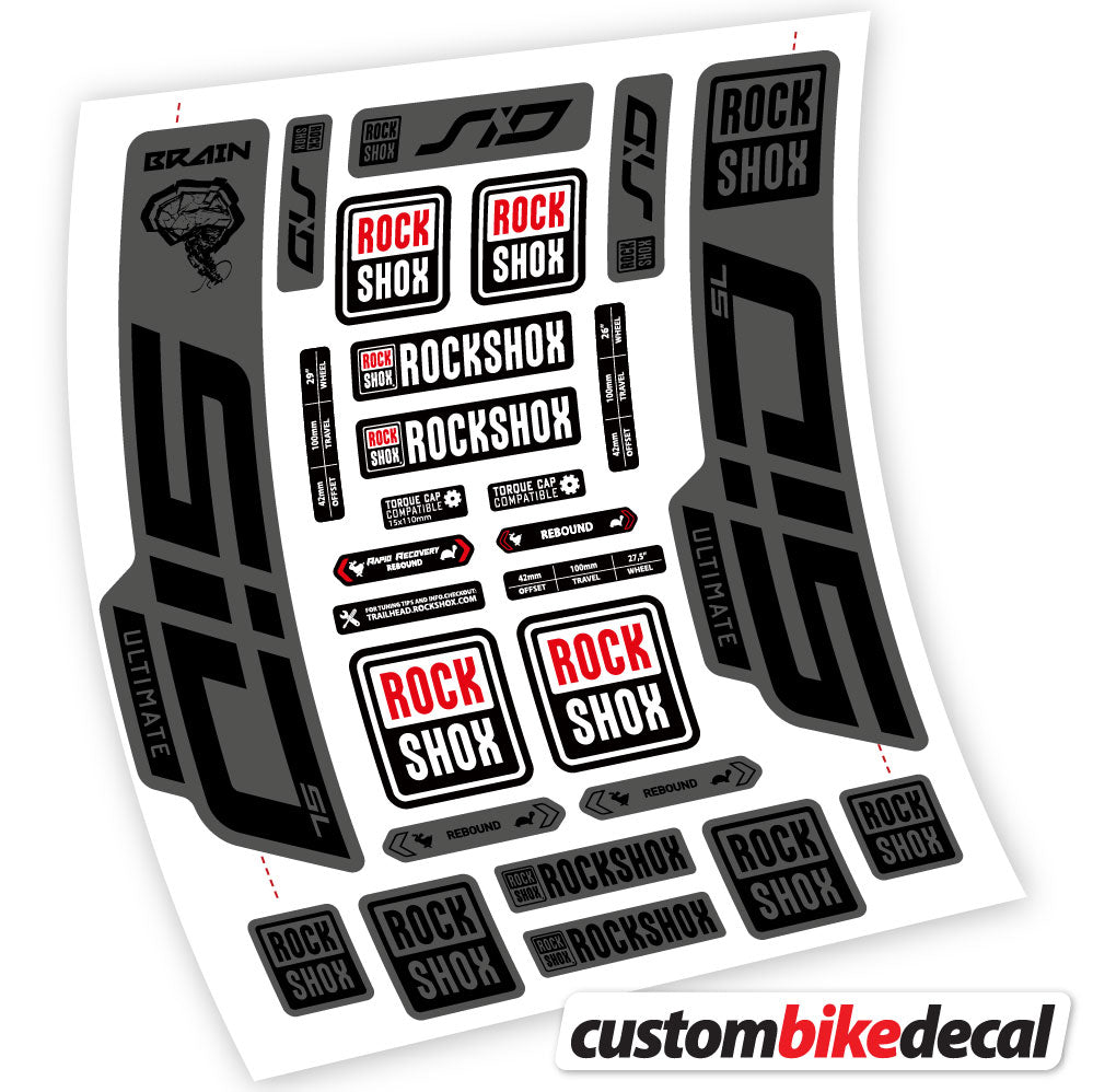 Matte Black+Gloss Black decal for RockShox SID Ultimate fork – bike sticker vinyl