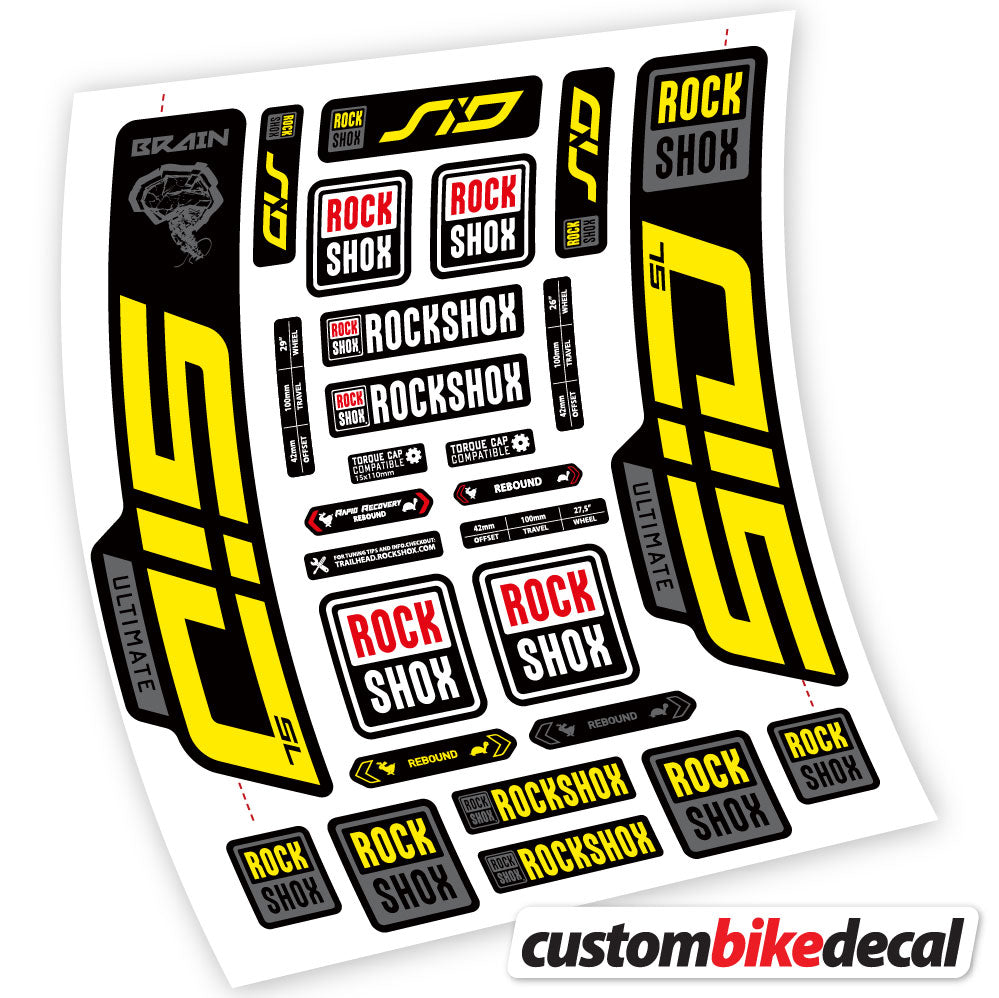 Yellow decal for RockShox SID Ultimate fork – bike sticker vinyl