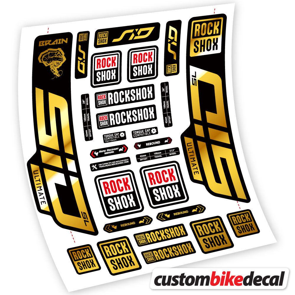 Chrome Gold decal for RockShox SID Ultimate fork – bike sticker vinyl