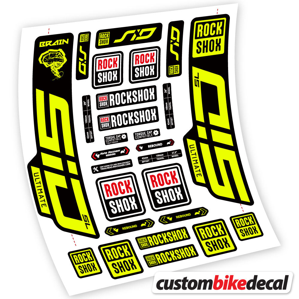Neon Yellow decal for RockShox SID Ultimate fork – bike sticker vinyl