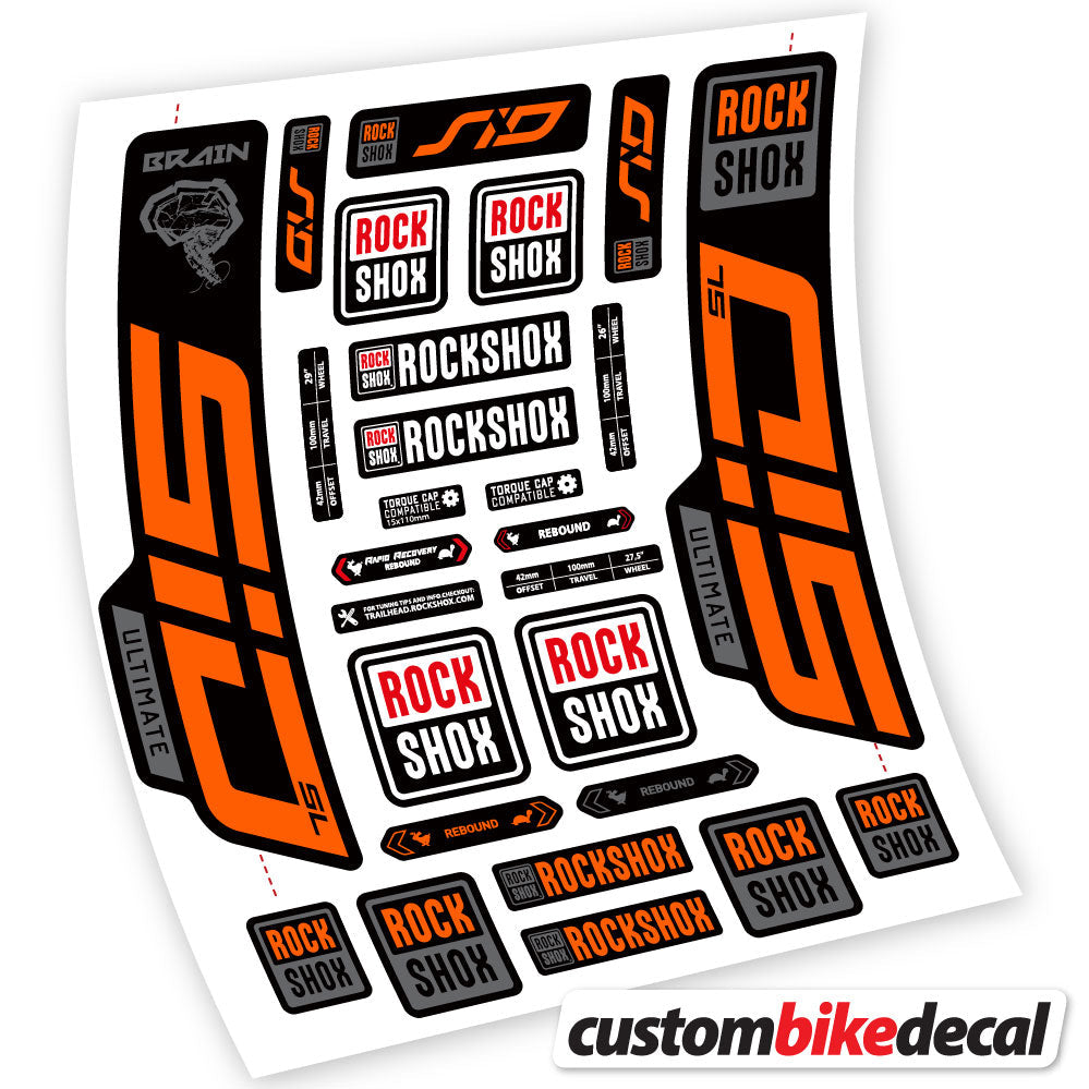 Orange decal for RockShox SID Ultimate fork – bike sticker vinyl