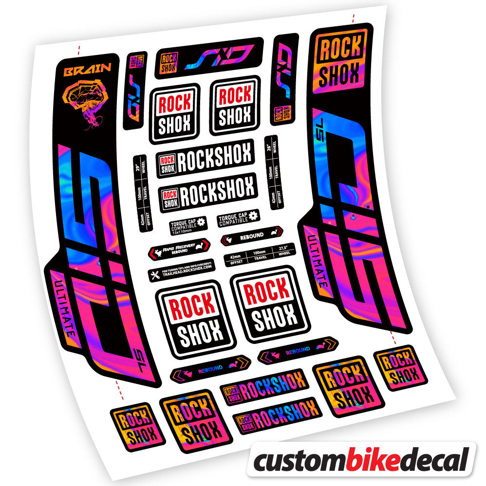Psychedelic Rainbow decal for RockShox SID Ultimate fork – bike sticker vinyl