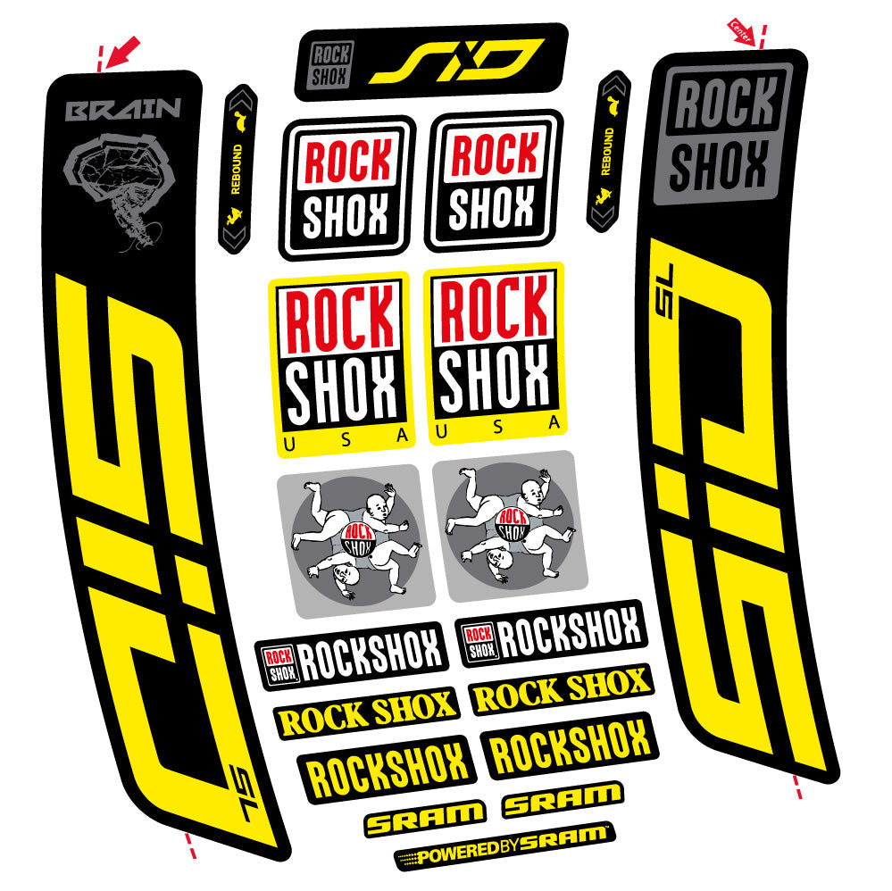 Stickers Rock Shox Sid Brain SL 20212024 compatibles Autocollants fourche VTT 29"