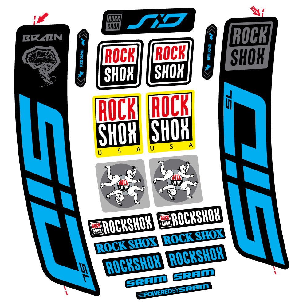 Stickers Rock Shox Sid Brain SL 2021-2024 compatibles - Autocollants fourche VTT