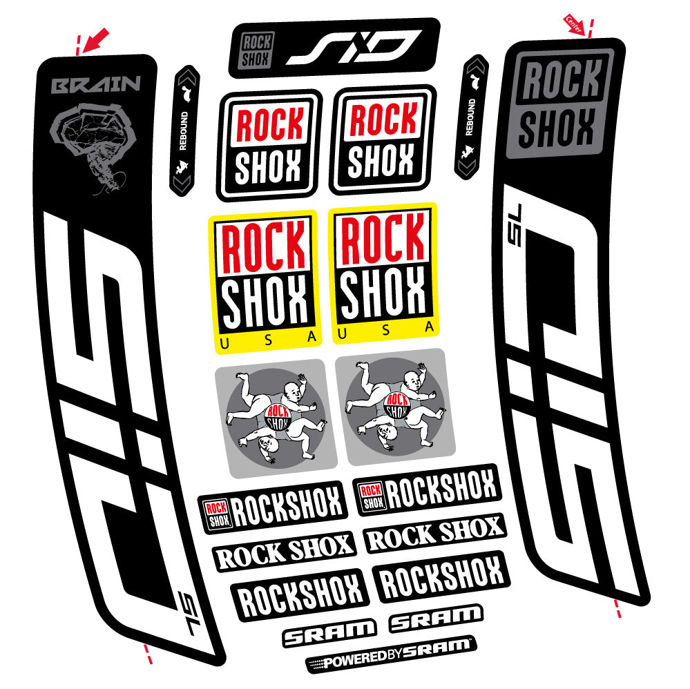 Stickers Rock Shox Sid Brain SL 2021-2024 compatibles - Autocollants fourche VTT