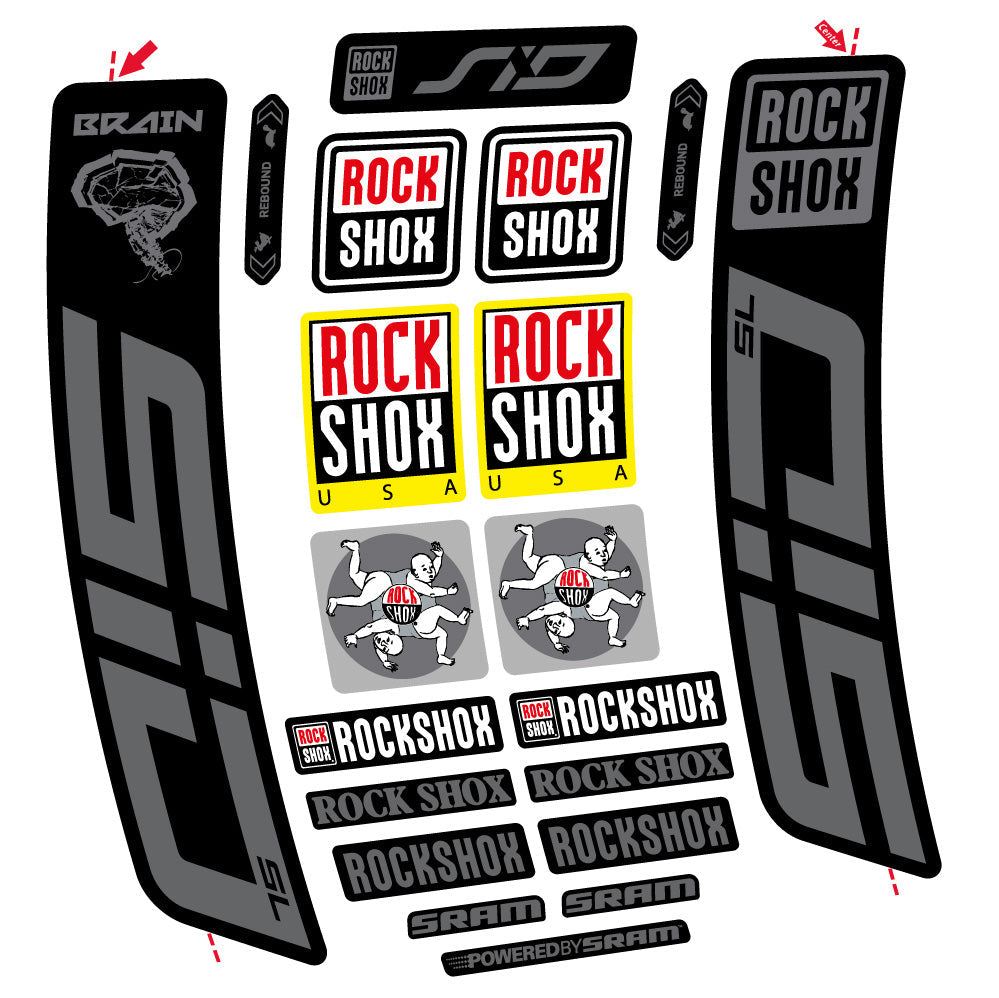 Stickers Rock Shox Sid Brain SL 20212024 compatibles Autocollants fourche VTT 29"