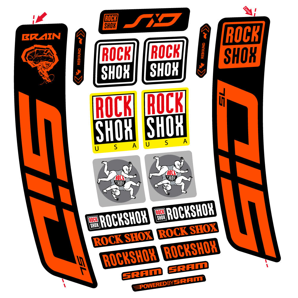 Stickers Rock Shox Sid Brain SL 2021-2024 compatibles - Autocollants fourche VTT