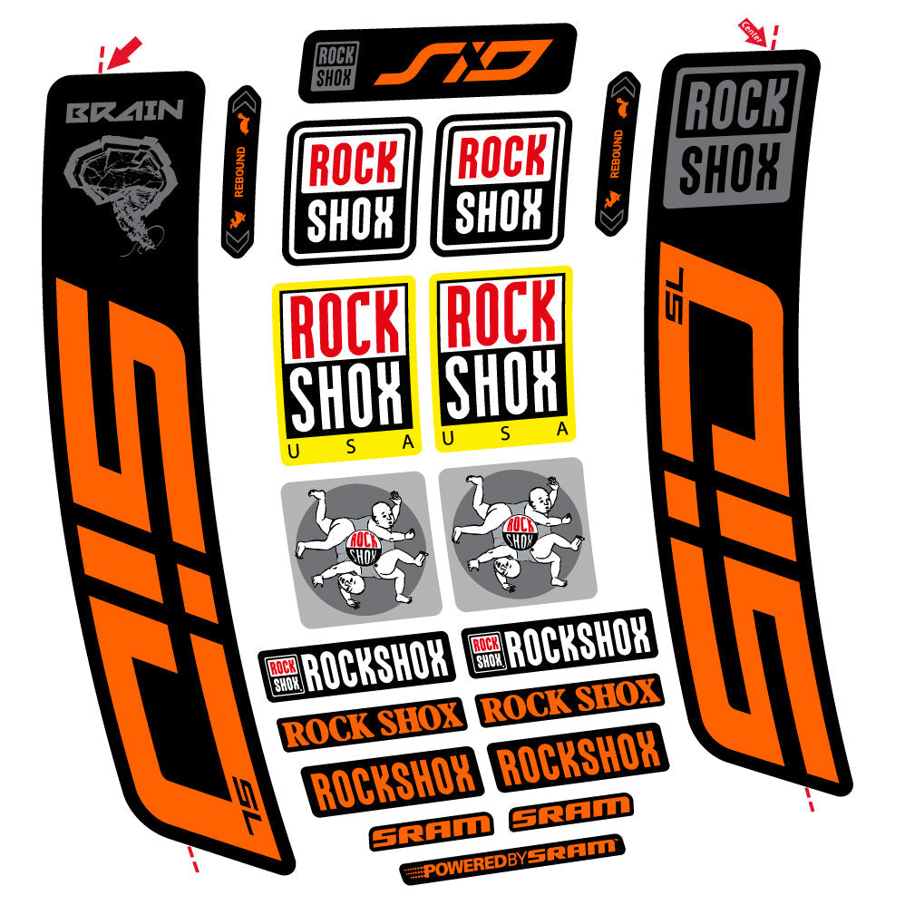Stickers Rock Shox Sid Brain SL 20212024 compatibles Autocollants fourche VTT 29"