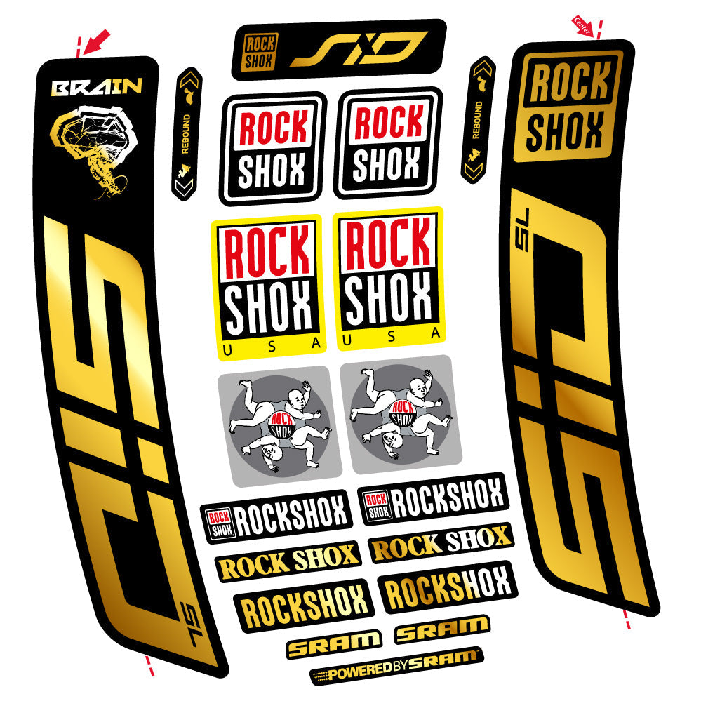 Stickers Rock Shox Sid Brain SL 2021-2024 compatibles - Autocollants fourche VTT