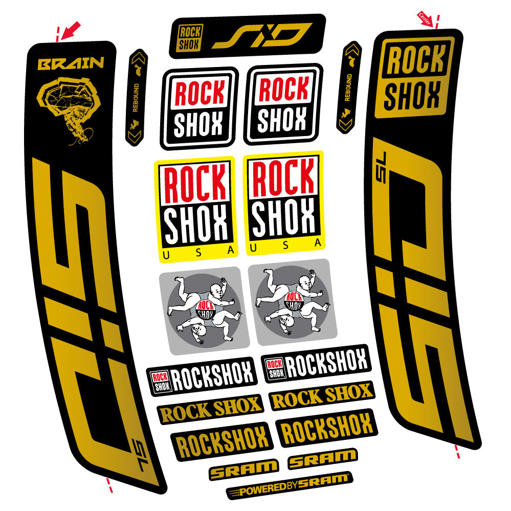 Stickers Rock Shox Sid Brain SL 2021-2024 compatibles - Autocollants fourche VTT