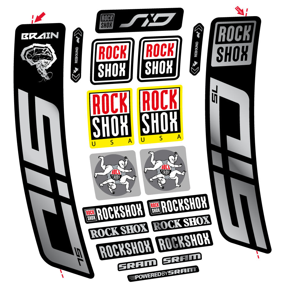 Stickers Rock Shox Sid Brain SL 2021-2024 compatibles - Autocollants fourche VTT