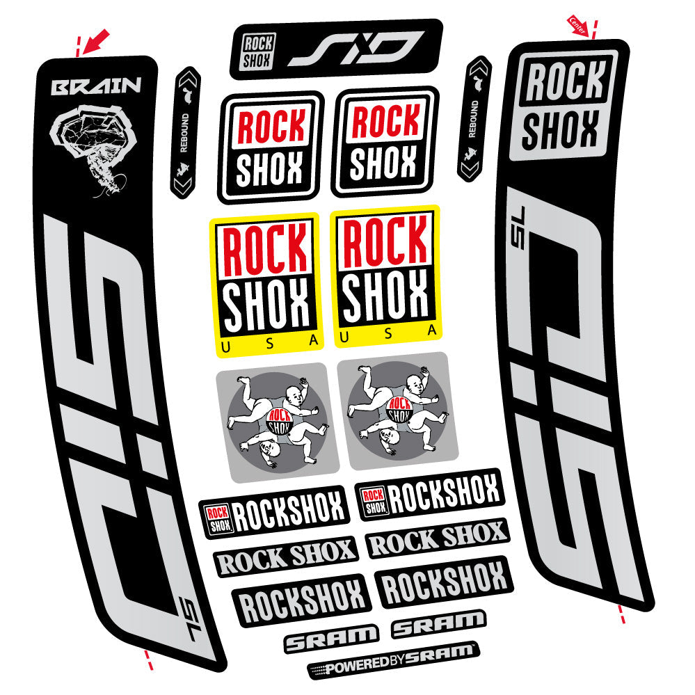 Stickers Rock Shox Sid Brain SL 2021-2024 compatibles - Autocollants fourche VTT