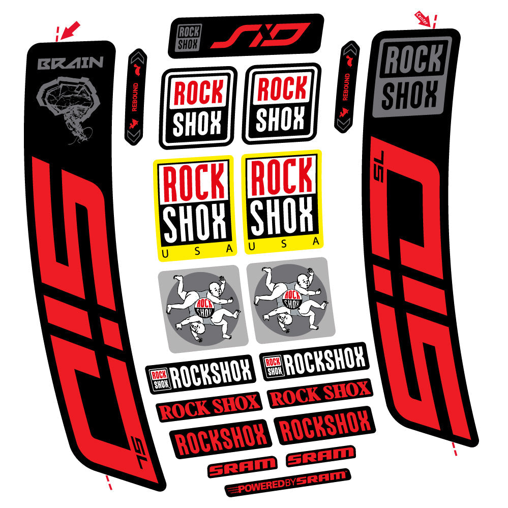 Stickers Rock Shox Sid Brain SL 20212024 compatibles Autocollants fourche VTT 29"