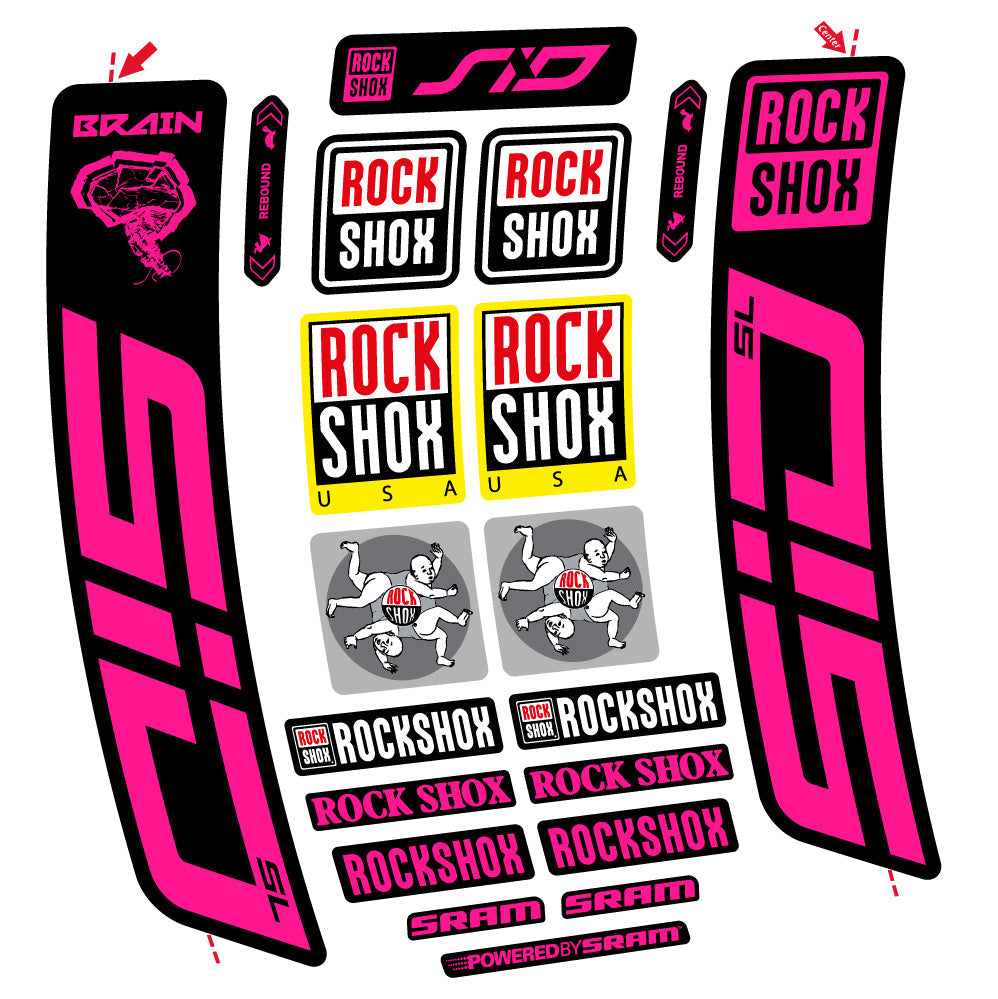 Stickers Rock Shox Sid Brain SL 2021-2024 compatibles - Autocollants fourche VTT