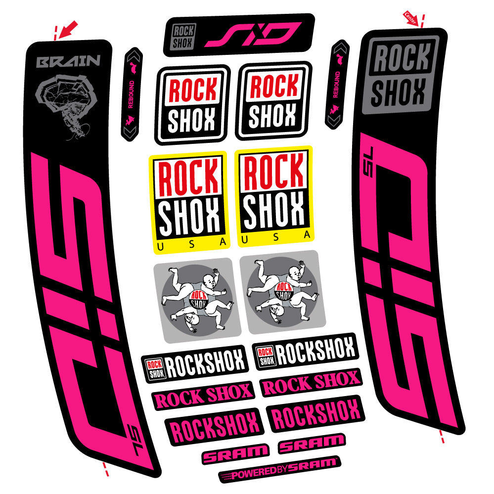 Stickers Rock Shox Sid Brain SL 2021-2024 compatibles - Autocollants fourche VTT