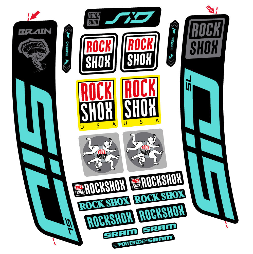 Stickers Rock Shox Sid Brain SL 2021-2024 compatibles - Autocollants fourche VTT