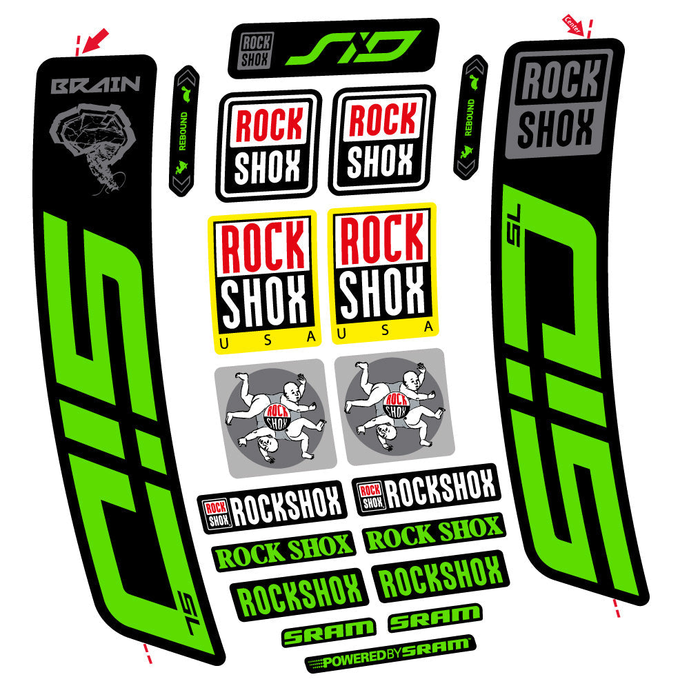 Stickers Rock Shox Sid Brain SL 2021-2024 compatibles - Autocollants fourche VTT
