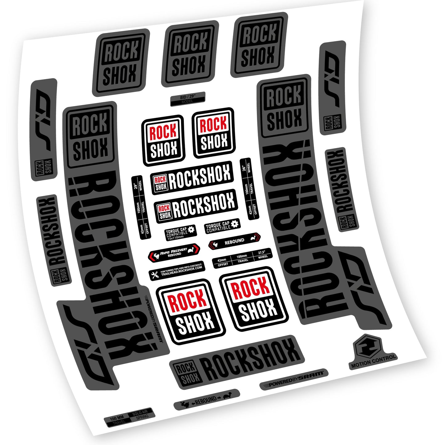 Stickers Rock Shox Sid 2018 2019 compatibles Autocollants fourche VTT